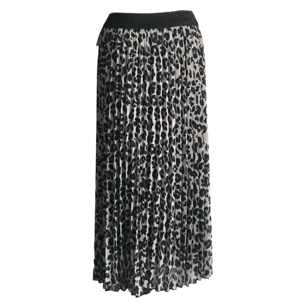 Ladies Light grey Animal Leopard Print Pleated Lined Skirt A101