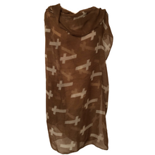 Load image into Gallery viewer, Brown with White Crosses Scarf/wrap
