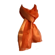 Load image into Gallery viewer, Plain orange  faux Chiffon and satin Scarf
