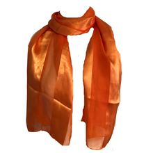 Load image into Gallery viewer, Plain orange  faux Chiffon and satin Scarf
