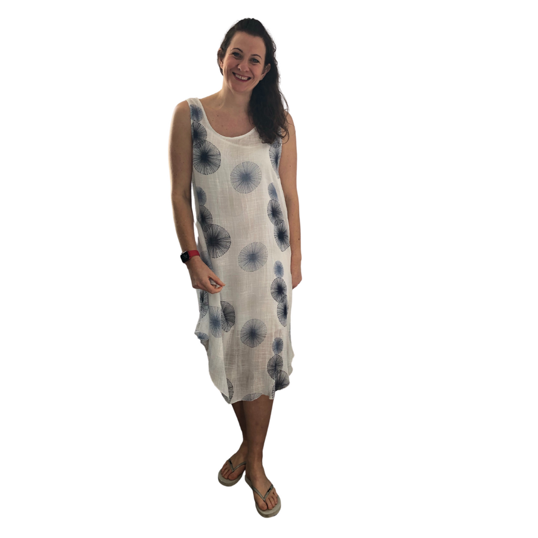 White dandelion puff design dress for women (A110)