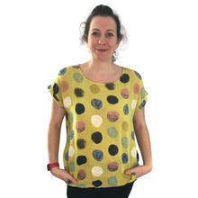 Load image into Gallery viewer, Yellow with multi coloured Dots T shirt  (A107) - Made in Italy
