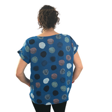 Load image into Gallery viewer, Royal Blue with multi coloured Dots T shirt  (A107) - Made in Italy
