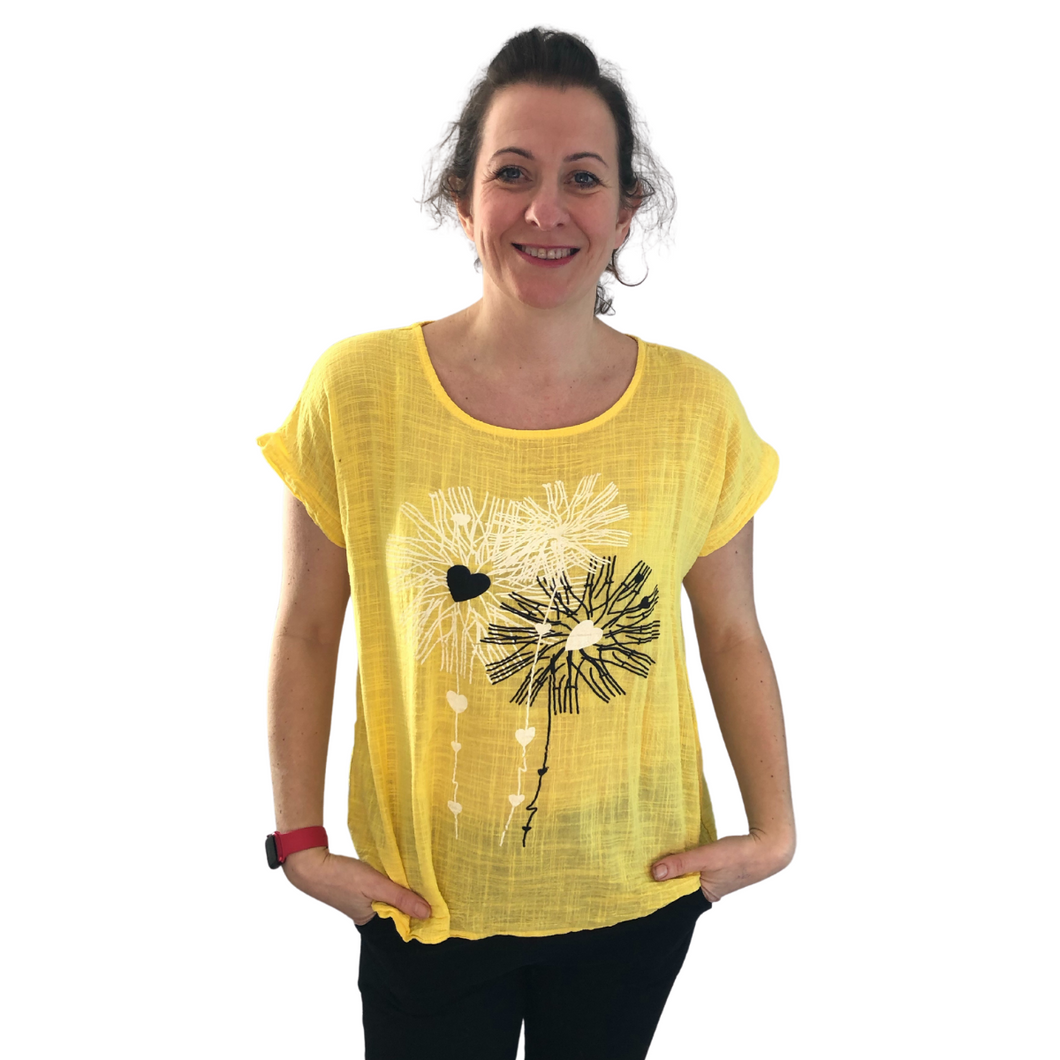 Yellow firework design t shirt made in Italy 