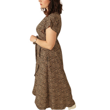 Load image into Gallery viewer, Natural leopard print wrap around dress

