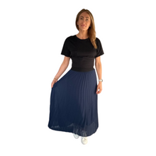 Load image into Gallery viewer, Blue long pleated skirt
