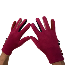 Load image into Gallery viewer, G1925 Plain fuchsia pink ladies Gloves with a splash of colour between the fingers
